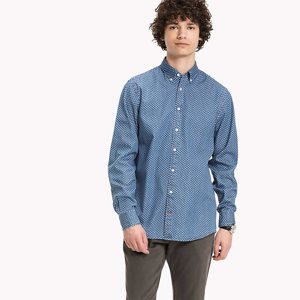 Tommy Hilfiger pánská modrá košile se vzorem - XXL (984)